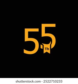 55 Th Simple Anniversary Number Design Collection Gold