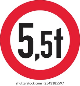 5.5 Ton Weight Limit Traffic Sign Vector Illustration