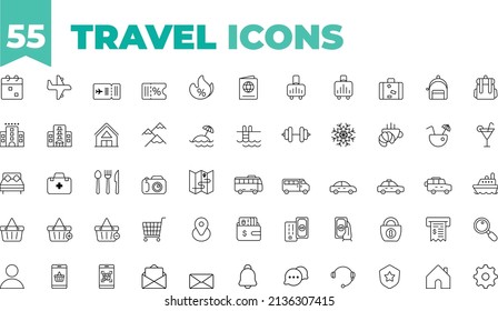 55 Travel Icons in vectors or illustration. Quality