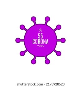 55% vector sign symbol in the form of virus illustration, corona outbreak diagnosis stamp, isolated on white background