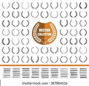 55 wreaths and branches set. Vector illustration. Wreaths collection XVIII.