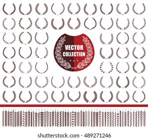 55 wreaths and branches set. Vector illustration. Wreaths collection X.