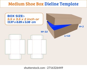 5,5 x 3,5 x 2 Zoll mittelgroße Schuhbox