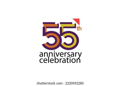 55 year anniversary celebration abstract style logotype. anniversary with purple, yellow, orange color isolated on white background, vector design for celebration, invitation, greeting card - Vector