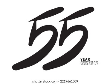 55 year anniversary celebration black color logotype vector, 55 number design, 55th Birthday invitation, logo number design vector illustration
