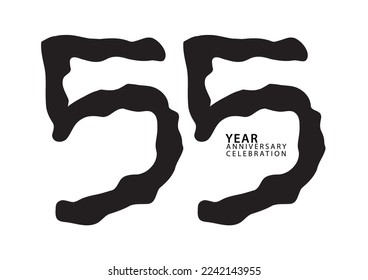 55 year anniversary celebration black color logotype vector, 55 number design, 55th Birthday invitation, logo number design vector illustration, graphic element, calligraphy font, typography logo