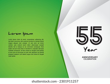 55 year anniversary celebration logotype on green background for poster, banner, leaflet, flyer, brochure, web, invitations or greeting card, 55 number design, 55th Birthday invitation 