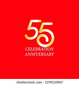Ilustración de diseño de plantillas vectoriales de celebración de 55 años