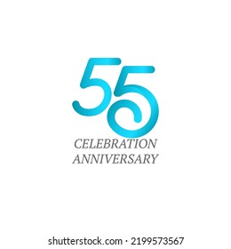 Ilustración de diseño de plantillas vectoriales de celebración de 55 años