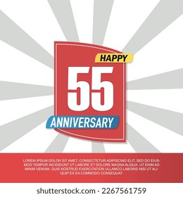 55 year anniversary icon logo design with red and white emblem on white background abstract illustration