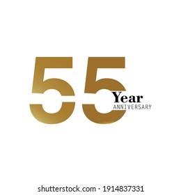 55 Year Anniversary Logo Vector Template Design Illustration gold and white