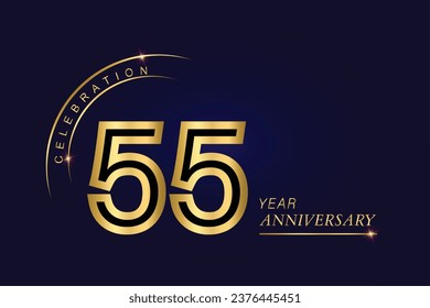 55 year anniversary vector banner template.Dark Blue Golden Royal anniversary Graphics Background.Growing Elegant Shine Spark. Luxury Premium Corporate Abstract Design Template.modern Shape Post.