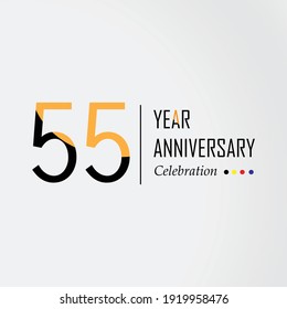 Diseño de plantilla vectorial de 55 años Ilustración Color naranja elegante fondo blanco