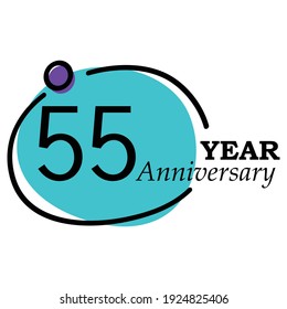 55 Year Anniversary Vector Template Design Illustration Blue Circle White Background