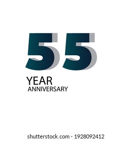 55 Year Anniversary Vector Template Design Illustration Blue Elegant White Background