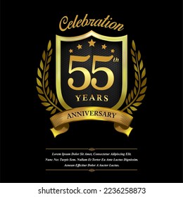 55 year celebration anniversary logo vector isolated on black background