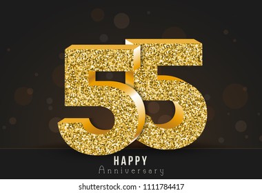 55th Anniversary Card Template 3d Gold Stock Vector (Royalty Free ...