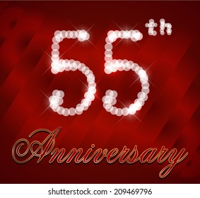 55 year happy birthday card, 55th anniversary sparkles - vector EPS10