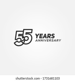 55 Years Anniversary Black Line Number Vector Design