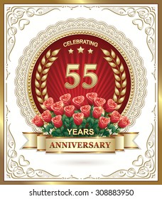 55 years Anniversary card with roses