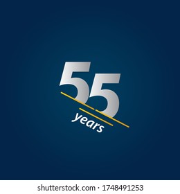55 Years Anniversary Celebration Blue and White Vector Template Design Illustration