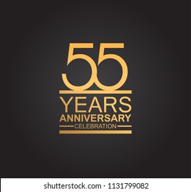 55 years anniversary celebration design with thin number shape golden color for special celebration event