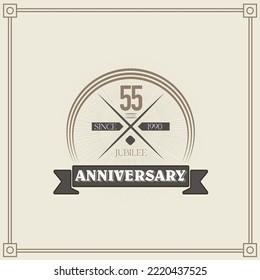  55 years anniversary celebration design template. 55th vintage logo vector illustrations.
