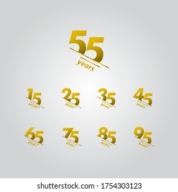 55 Years Anniversary Celebration Gold Line Vector Template Design Illustration