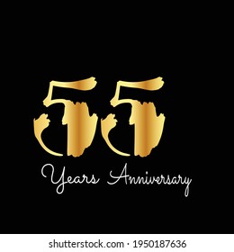 55 Years Anniversary Celebration Gold Black Color Background Vector Template Design Illustration