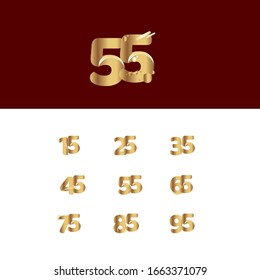 55 Years Anniversary Celebration Gradient Gold Number Vector Template Design Illustration