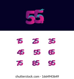 55 Years Anniversary Celebration Gradient Purple Number Vector Template Design Illustration