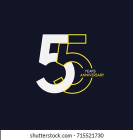 55 years anniversary celebration linked number logo, isolated on dark background