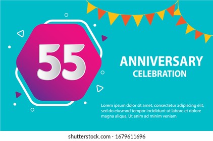 55 years anniversary celebration logo vector template design