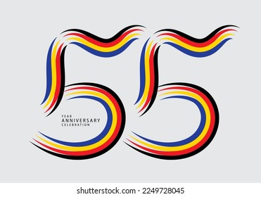 55 years anniversary celebration logotype colorful line vector, 55th birthday logo, 55 number, Banner template, vector design template elements for invitation card and poster. number design vector
