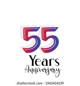 55 Years Anniversary Celebration Rainbow Color Vector Template Design Illustration