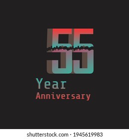 55 Years Anniversary Celebration Rainbow Color Vector Template Design Illustration