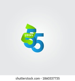 55 Years Anniversary Celebration Ribbon Vector Template Design Illustration