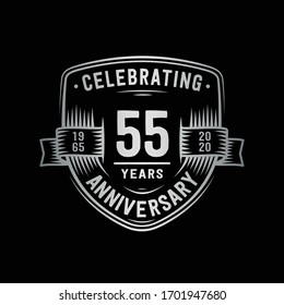 55 years anniversary celebration shield design template. 55th anniversary logo. Vector and illustration.
