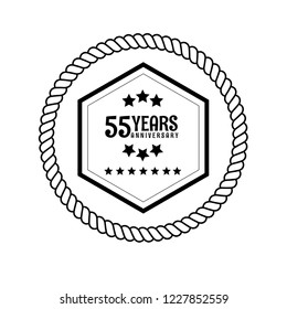 55 years anniversary celebration simple emblem, label, badge, logo,seal,sticker. vintage logo, 55 year sign, jubilee, greeting card