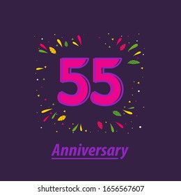 Ilustración de diseño de plantillas vectoriales de celebración de 55 años