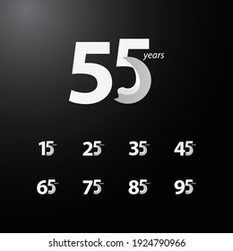 Ilustración de diseño de plantillas vectoriales de celebración de 55 años