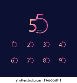 Ilustración de diseño de plantillas vectoriales de celebración de 55 años
