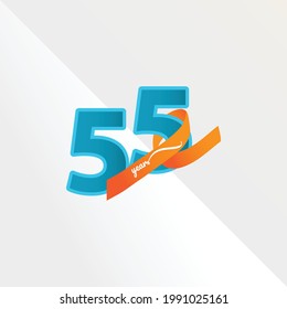 55 Years Anniversary Celebration Vector Template Design Illustration