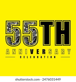 55 años celebración de aniversario Vector Plantilla diseño ilustración
