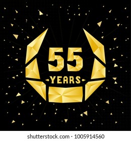 55 years anniversary design template. Low poly design.