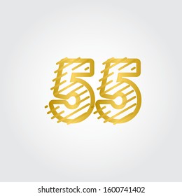 55 Years Anniversary Gold Line Design Logo Vector Template Illustration