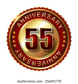 55 Years anniversary golden label. 