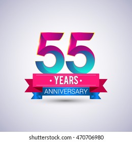 55 Years Anniversary Logo Blue Red Stock Vector (Royalty Free ...
