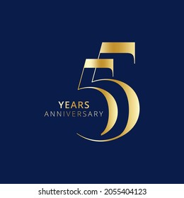 55 Years Anniversary Logo, Golden Color, Vector Template Design element for birthday, invitation, wedding, jubilee and greeting card illustration.