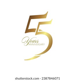 55 Years Anniversary Logo, Golden Color, Vector Template Design element for birthday, invitation, wedding, jubilee and greeting card illustration.
